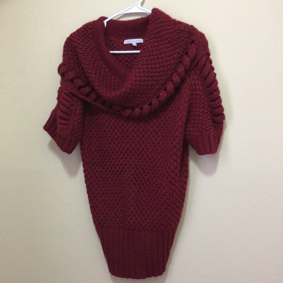Annalee+Hope chunky large size cable, ribbed knit burgundy sweater. - Picture 3 of 5